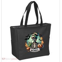 Mombie Zombie Spooky Mama Retro Tote Bag thumb 2