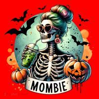 Mombie Zombie Spooky Mama Retro Santa Hat thumb 1
