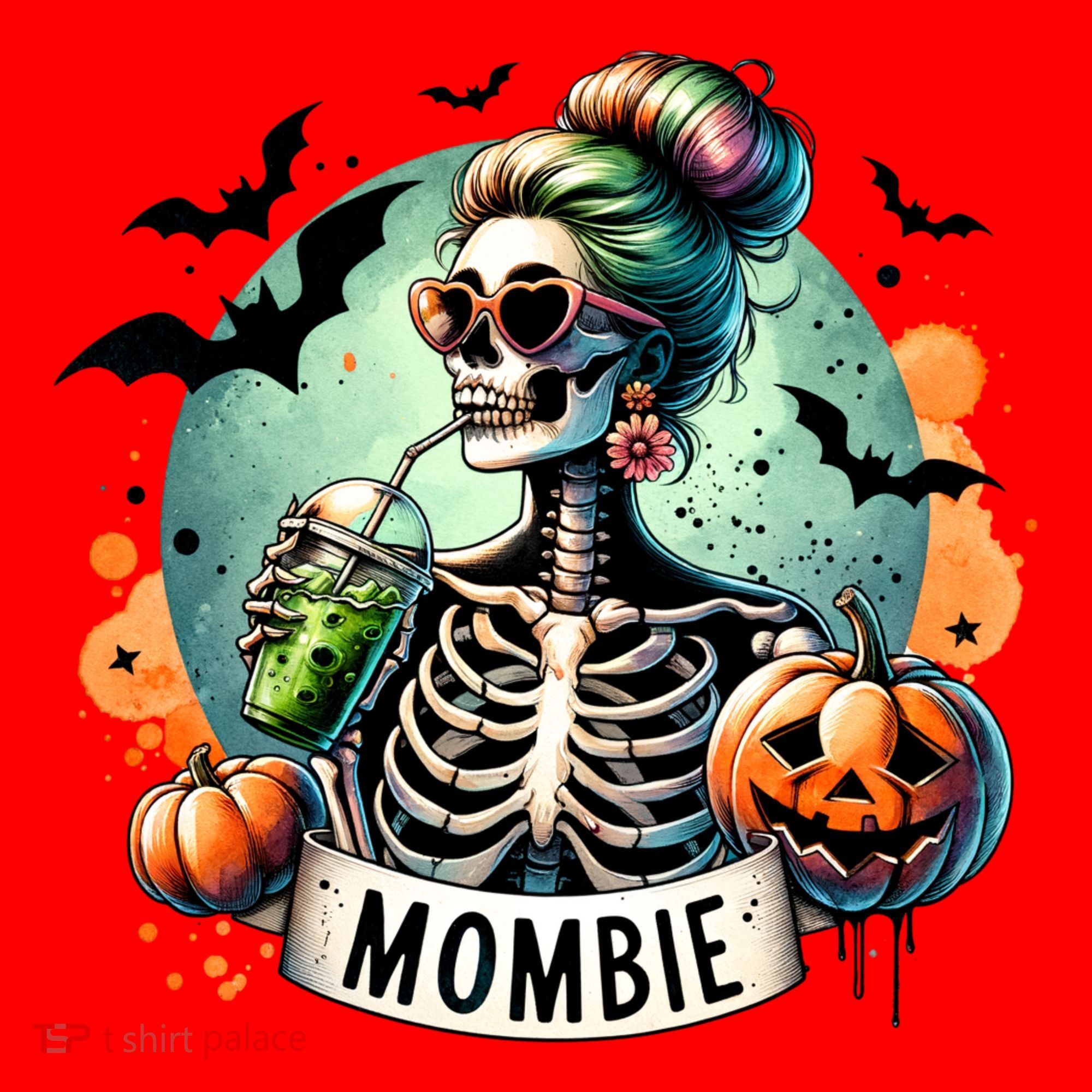 Mombie Zombie Spooky Mama Retro Santa Hat