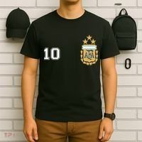 Number 10 Argentina Soccer Jersey Argentinian Football 3 Star Logo T-Shirt thumb 6