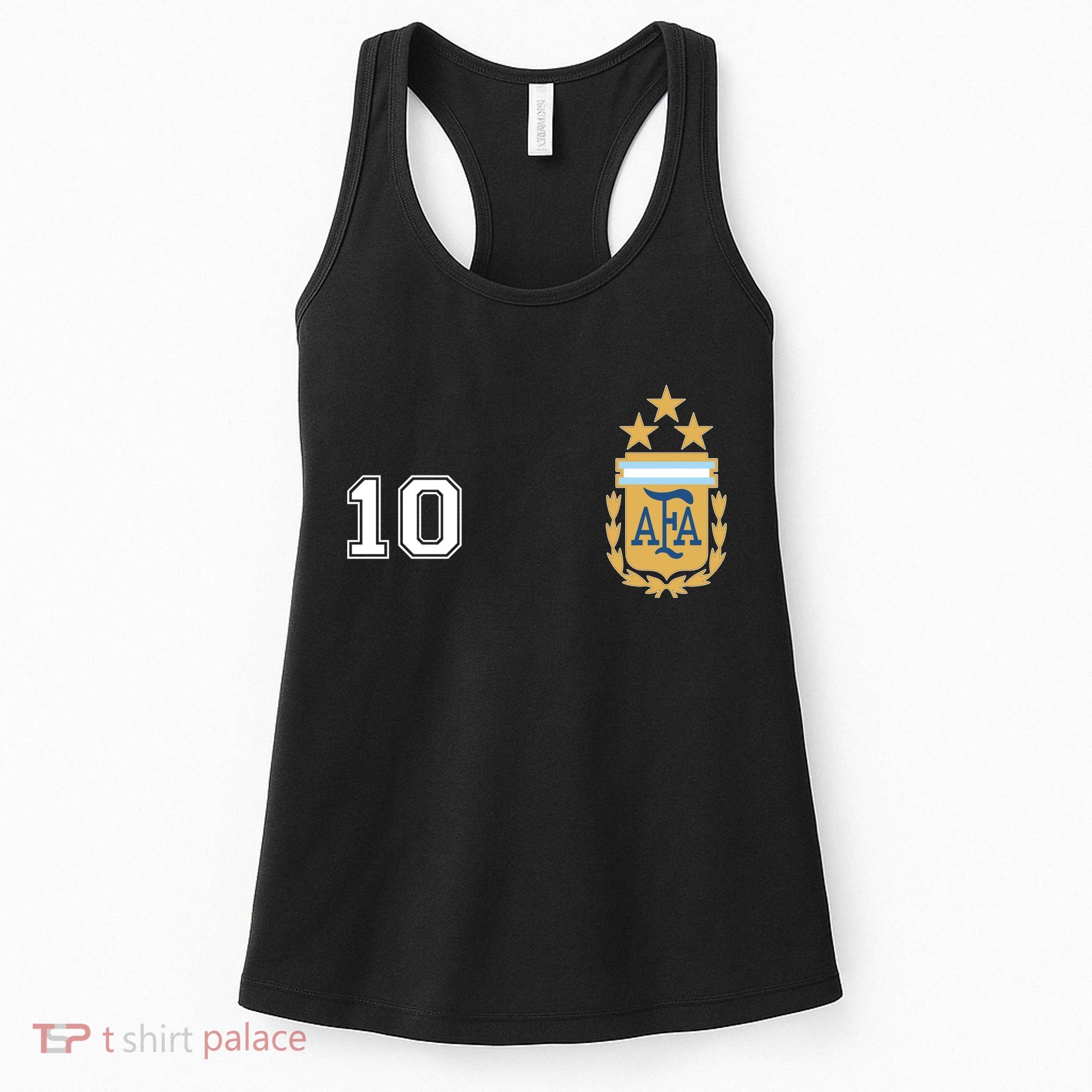 Number 10 Argentina Soccer Jersey Argentinian Football 3 Star Logo Women's Tank Top