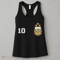 Number 10 Argentina Soccer Jersey Argentinian Football 3 Star Logo Women's Tank Top thumb 3