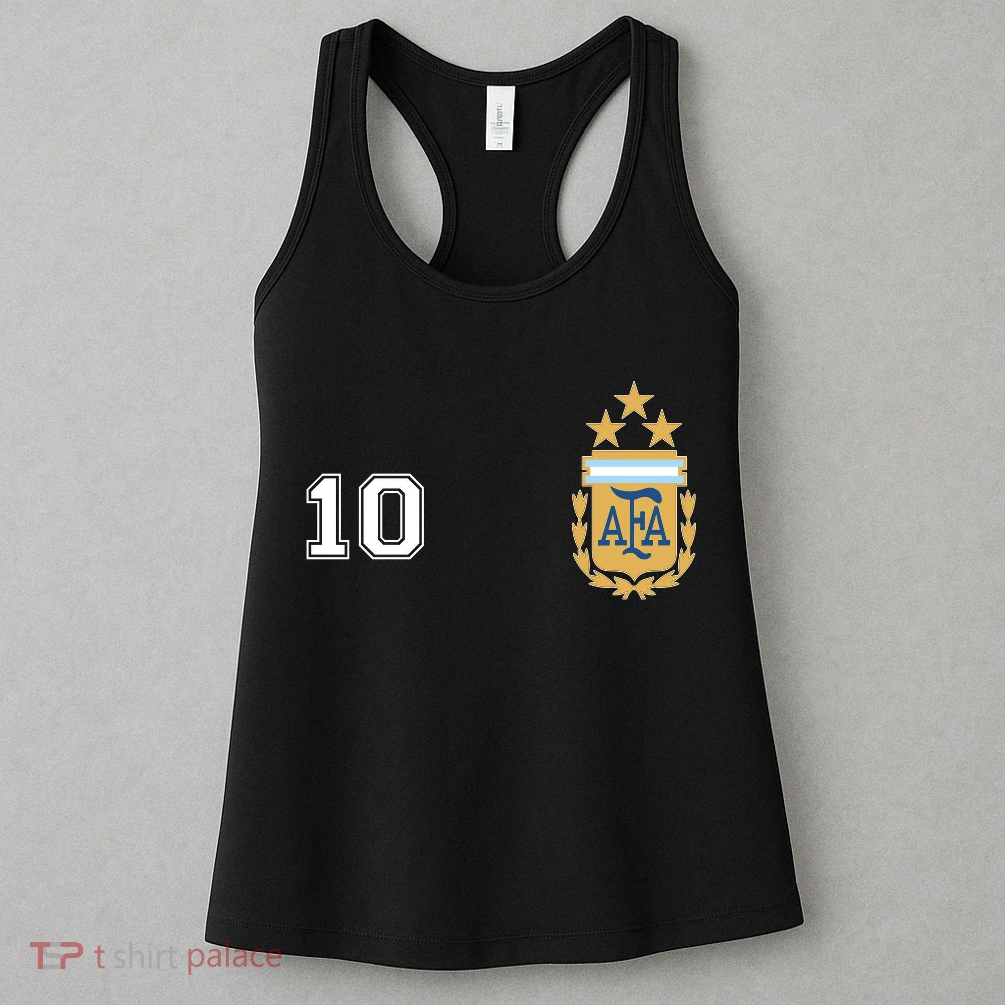 Number 10 Argentina Soccer Jersey Argentinian Football 3 Star Logo Women's Tank Top