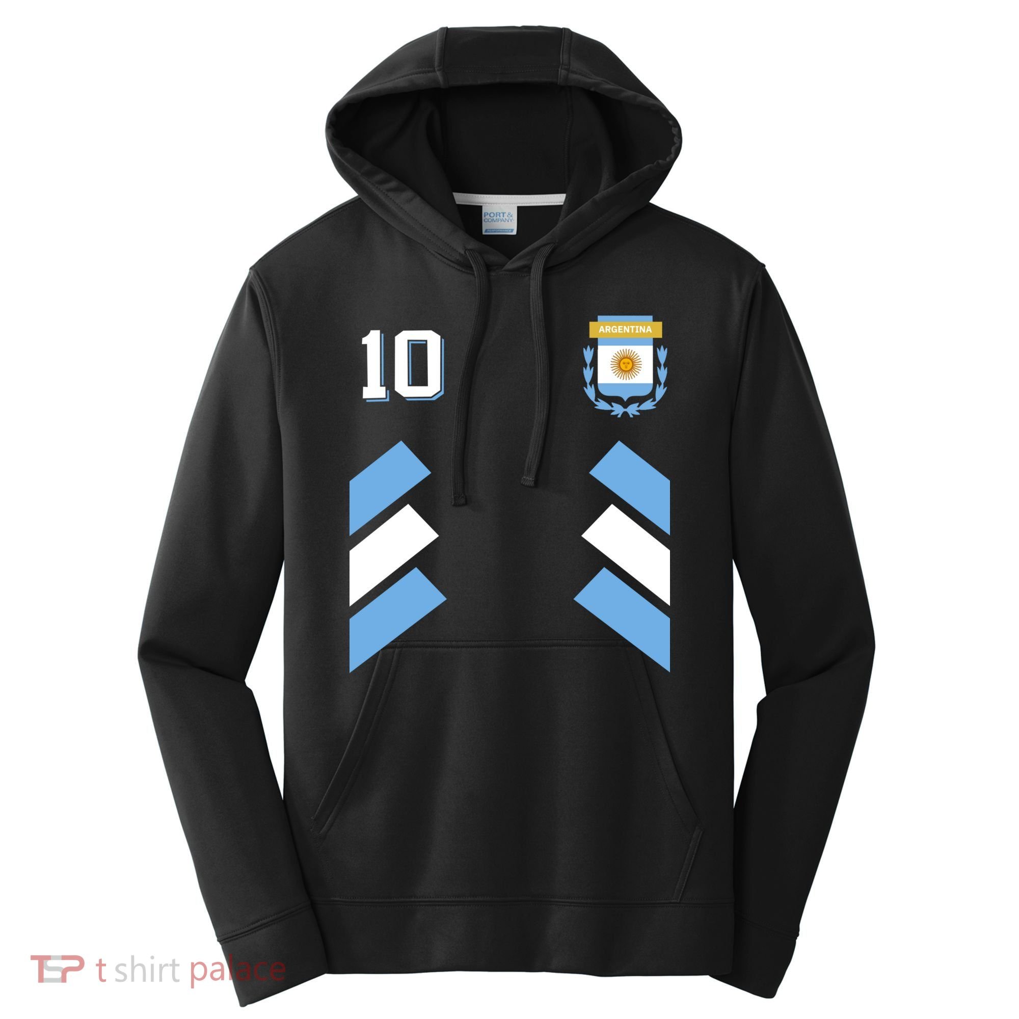 Number 10 Argentina Soccer Jersey Argentinian Football Performance Fleece Hoodie