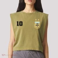 Number 10 Argentina Soccer Jersey Argentinian Football Garment-Dyed Women's Muscle Tee thumb 2