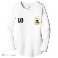Number 10 Argentina Soccer Jersey Argentinian Football Women's Perfect Tri Tunic Long Sleeve Shirt thumb 0