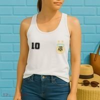 Number 10 Argentina Soccer Jersey Argentinian Football Women's Tank Top thumb 2