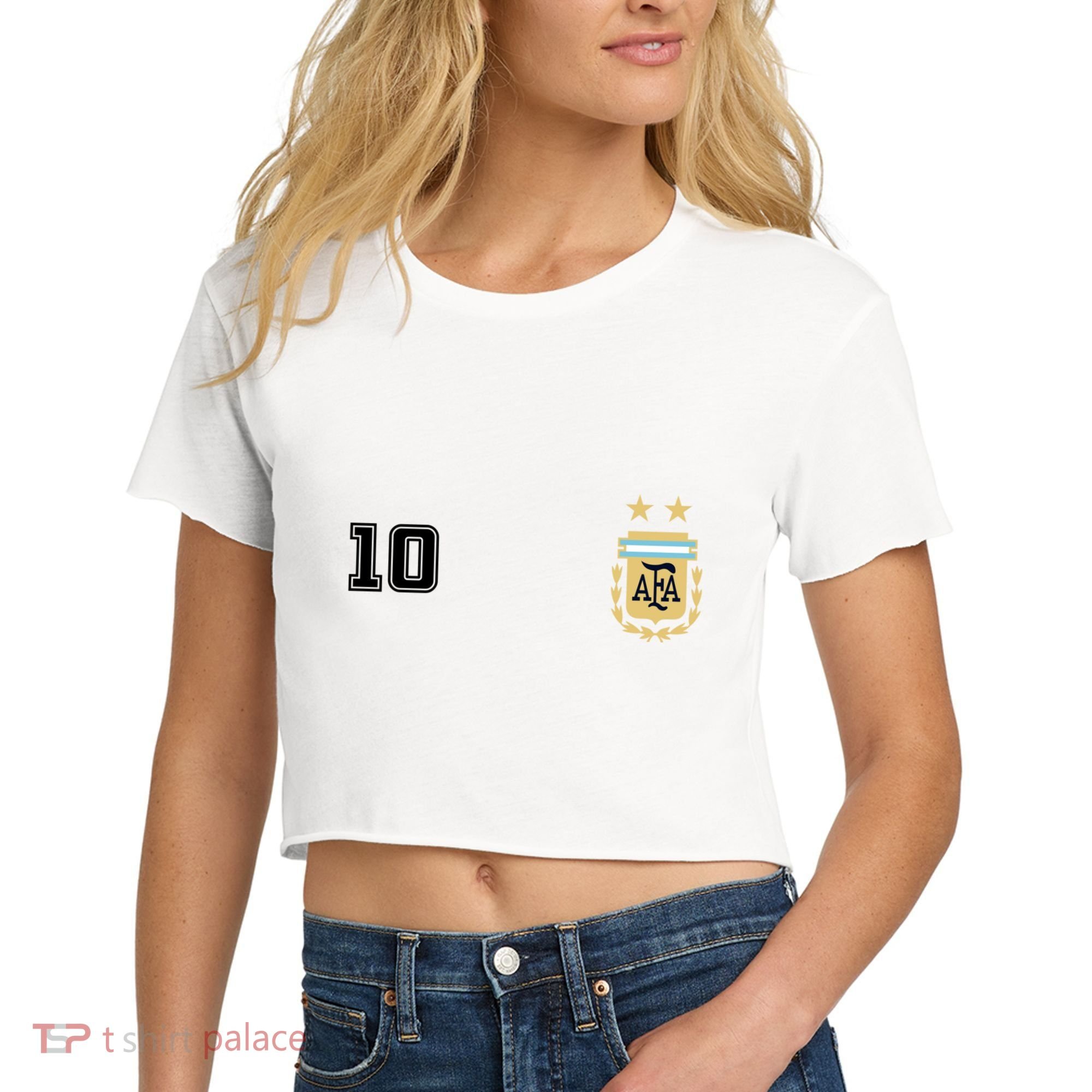 Number 10 Argentina Soccer Jersey Argentinian Football Women's Crop Top Tee