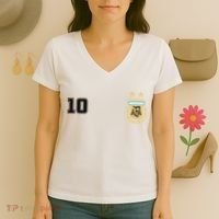 Number 10 Argentina Soccer Jersey Argentinian Football Women's V-Neck T-Shirt thumb 3