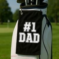 Number 1 Dad Number One Dad Fathers Day Outfit For Daddy Gift Golf Towel thumb 2