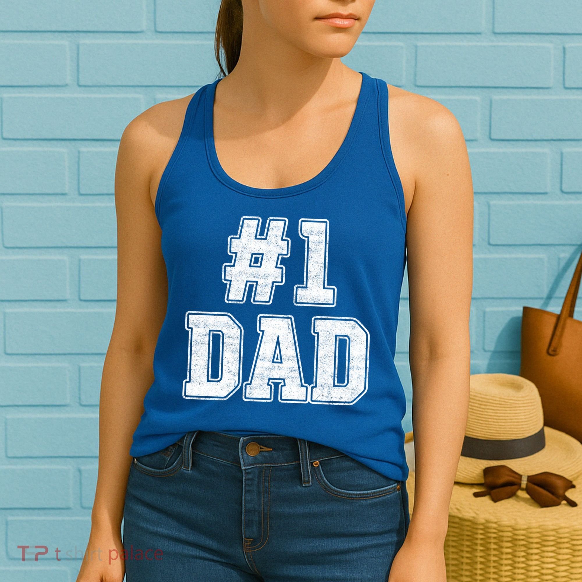 Number 1 Dad Number One Dad Fathers Day Outfit For Daddy Gift Women's Tank Top
