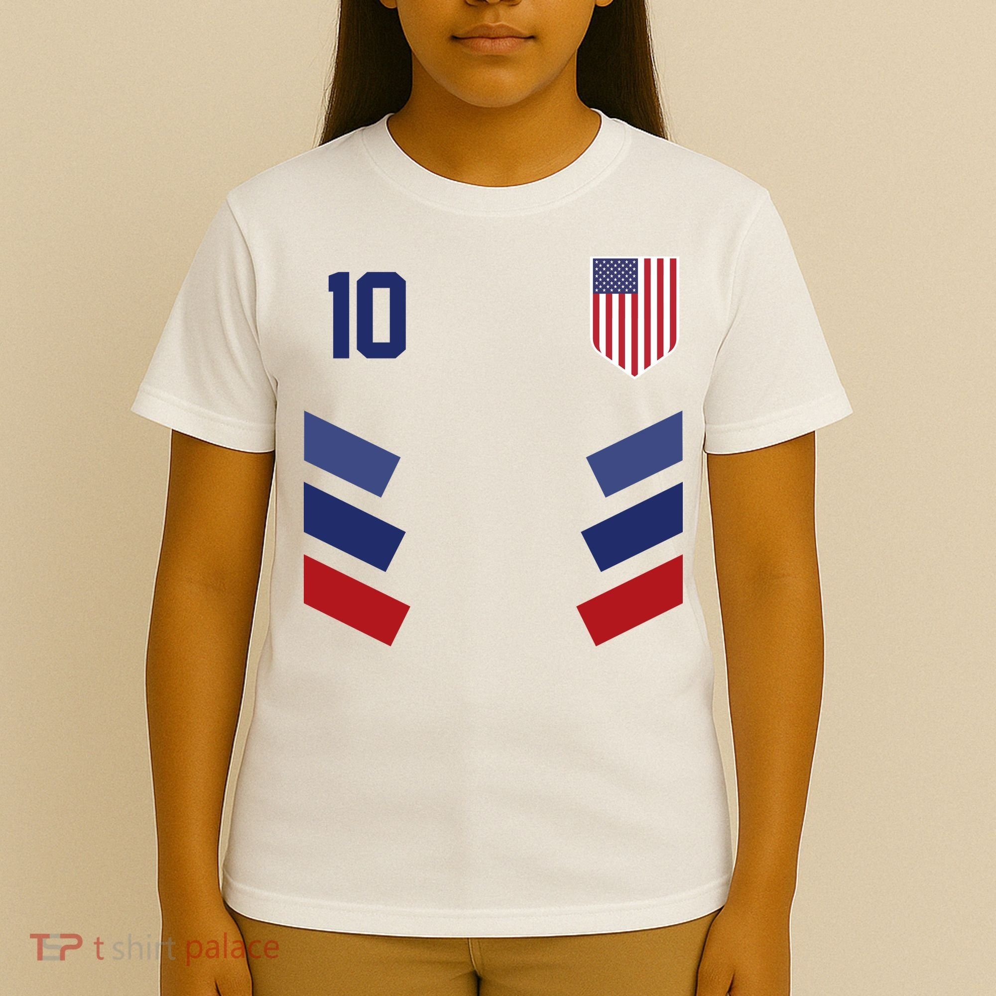Number 10 USA Soccer American Flag Football Jersey T-Shirt