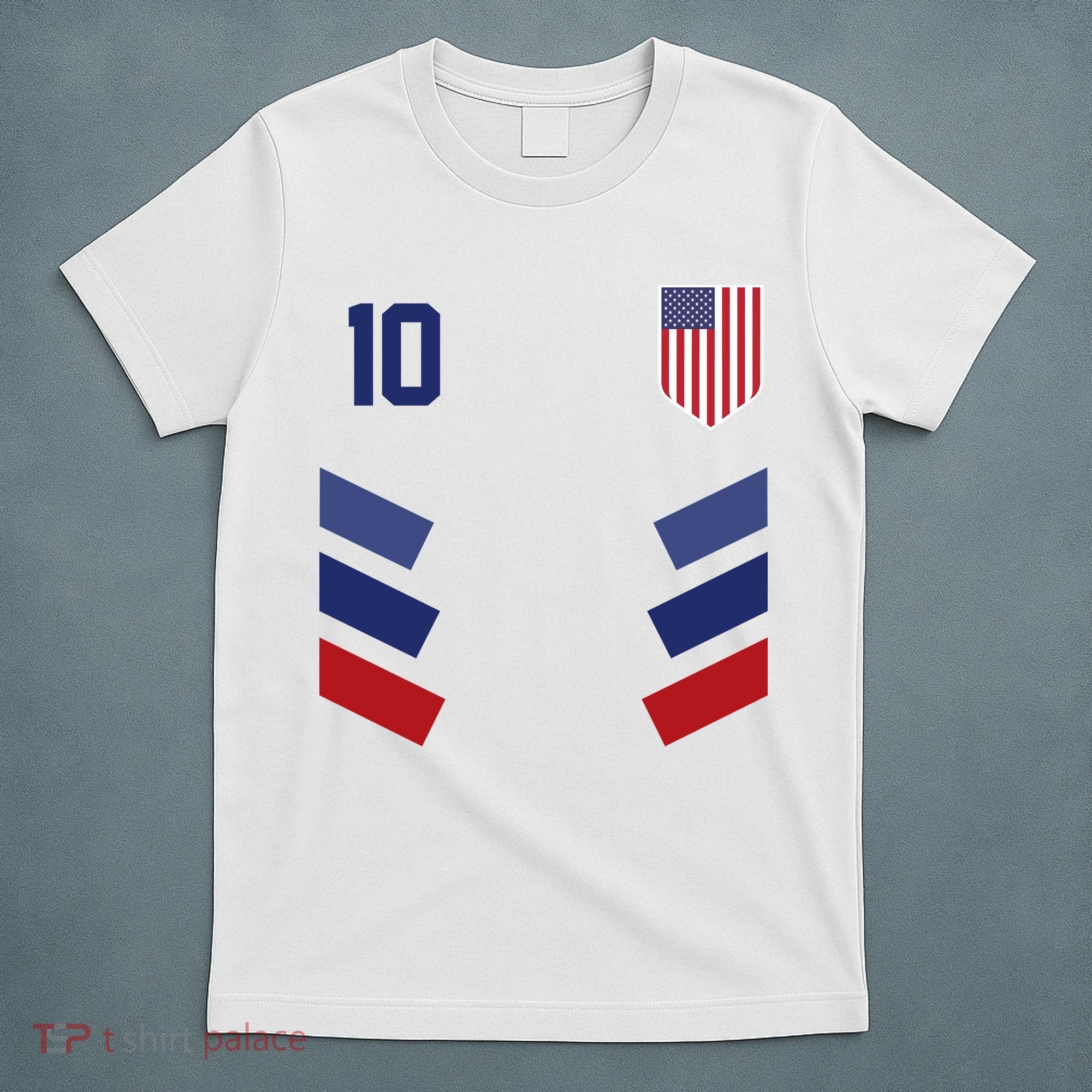 Number 10 USA Soccer American Flag Football Jersey T-Shirt