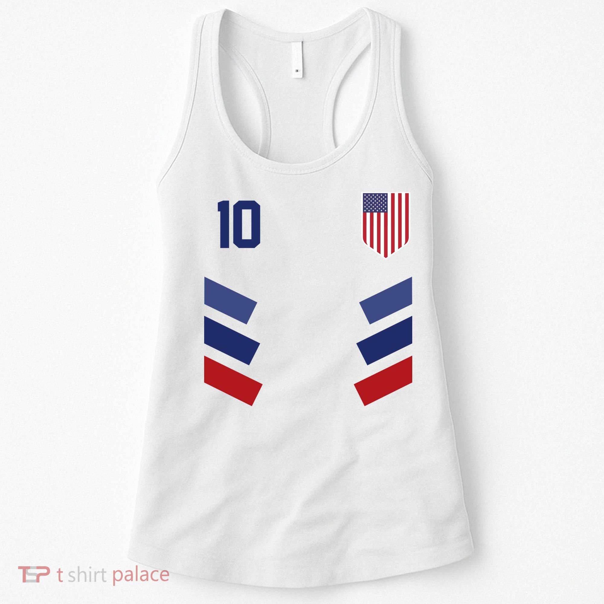 Number 10 USA Soccer American Flag Football Jersey Women's Tank Top