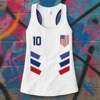 Number 10 USA Soccer American Flag Football Jersey Women's Tank Top thumb 3