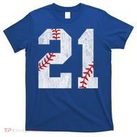Number #21 Vintage 21st Birthday Baseball Lover 21 Years Old Gift T-Shirt thumb 0