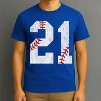 Number #21 Vintage 21st Birthday Baseball Lover 21 Years Old Gift T-Shirt thumb 3