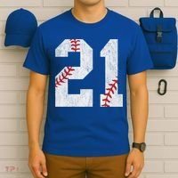 Number #21 Vintage 21st Birthday Baseball Lover 21 Years Old Gift T-Shirt thumb 6