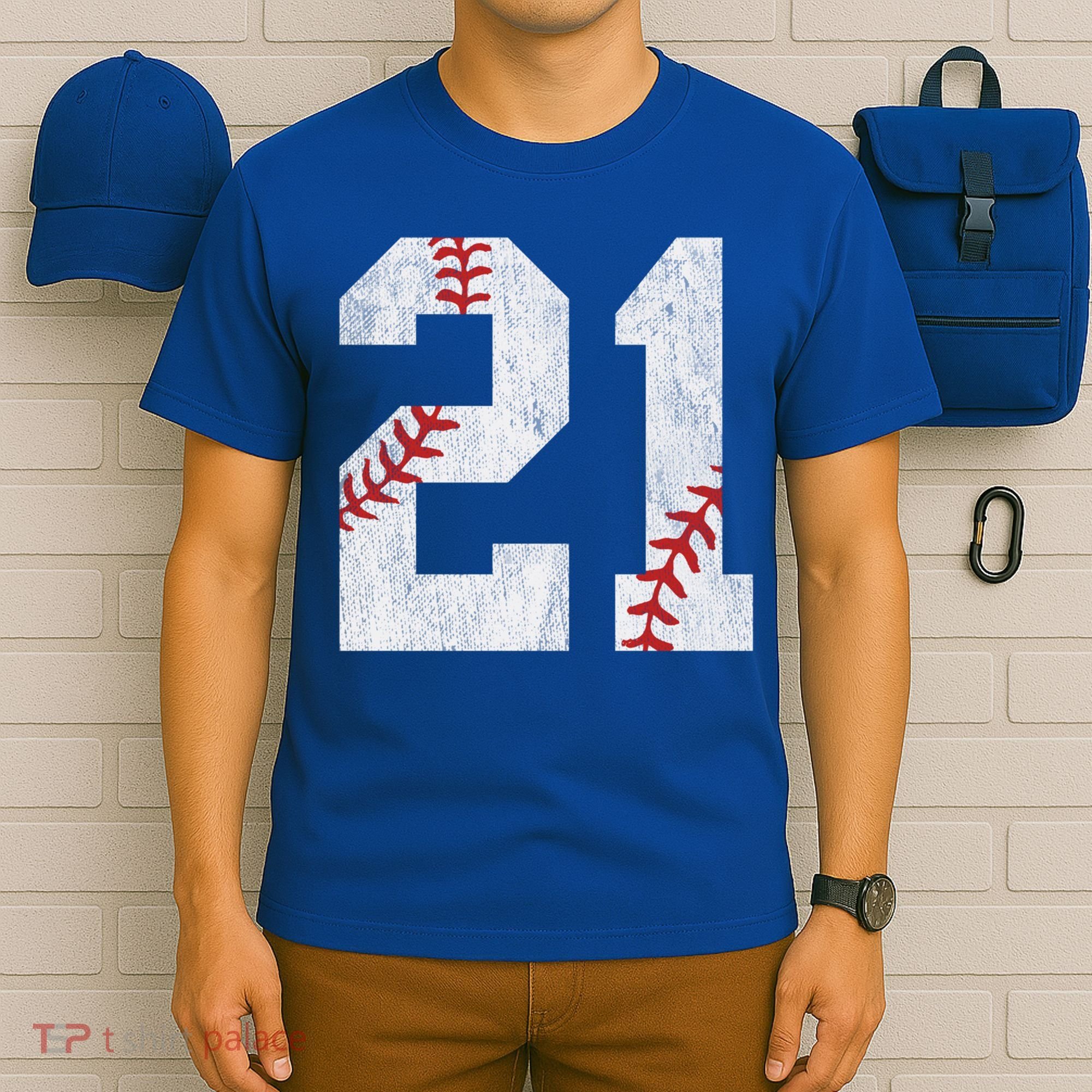 Number #21 Vintage 21st Birthday Baseball Lover 21 Years Old Gift T-Shirt