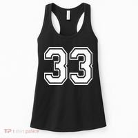 Number 33 Varsity Sports Team Jersey 33rd Birthday 33 Years Women's Tank Top thumb 0