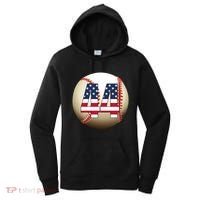 Number #44 Baseball Lover 44 Number With American Flag Usa Gift Women's Hoodie thumb 0
