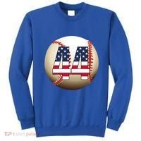 Number #44 Baseball Lover 44 Number With American Flag Usa Gift Sweatshirt thumb 0