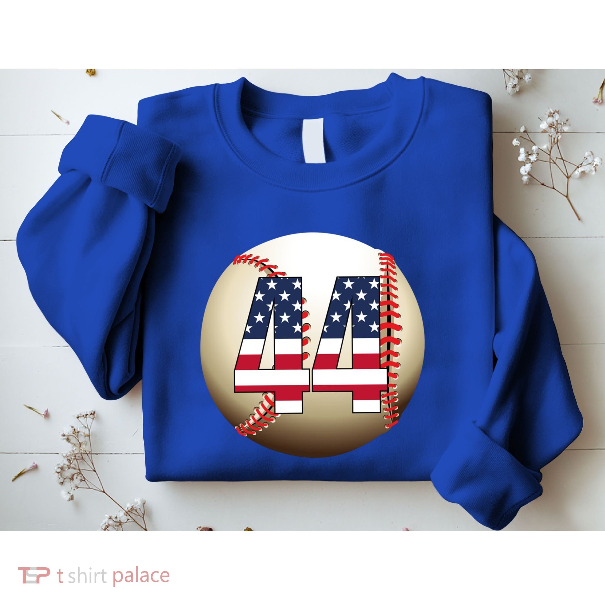 Number #44 Baseball Lover 44 Number With American Flag Usa Gift Sweatshirt