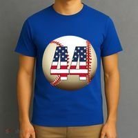 Number #44 Baseball Lover 44 Number With American Flag Usa Gift T-Shirt thumb 3