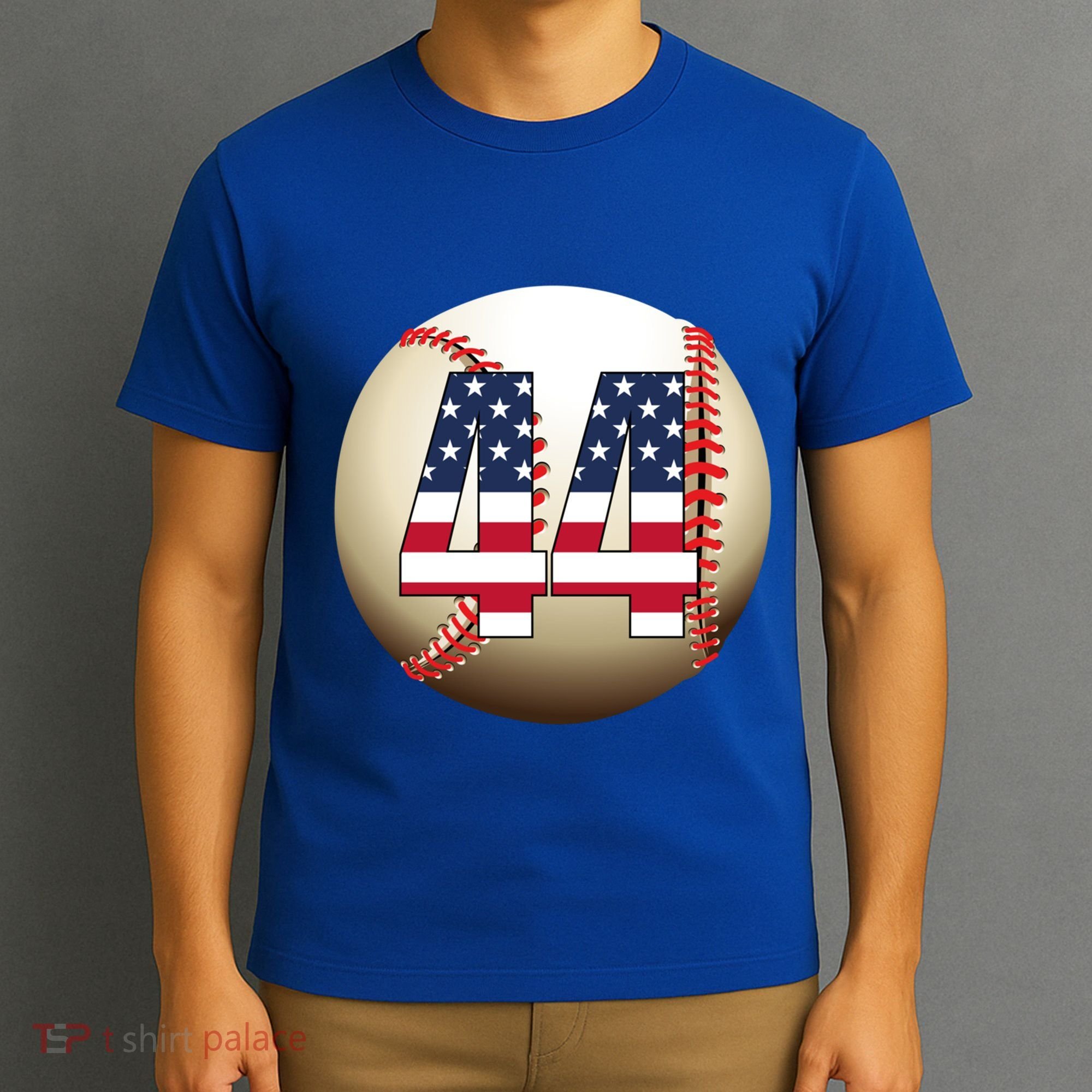 Number #44 Baseball Lover 44 Number With American Flag Usa Gift T-Shirt
