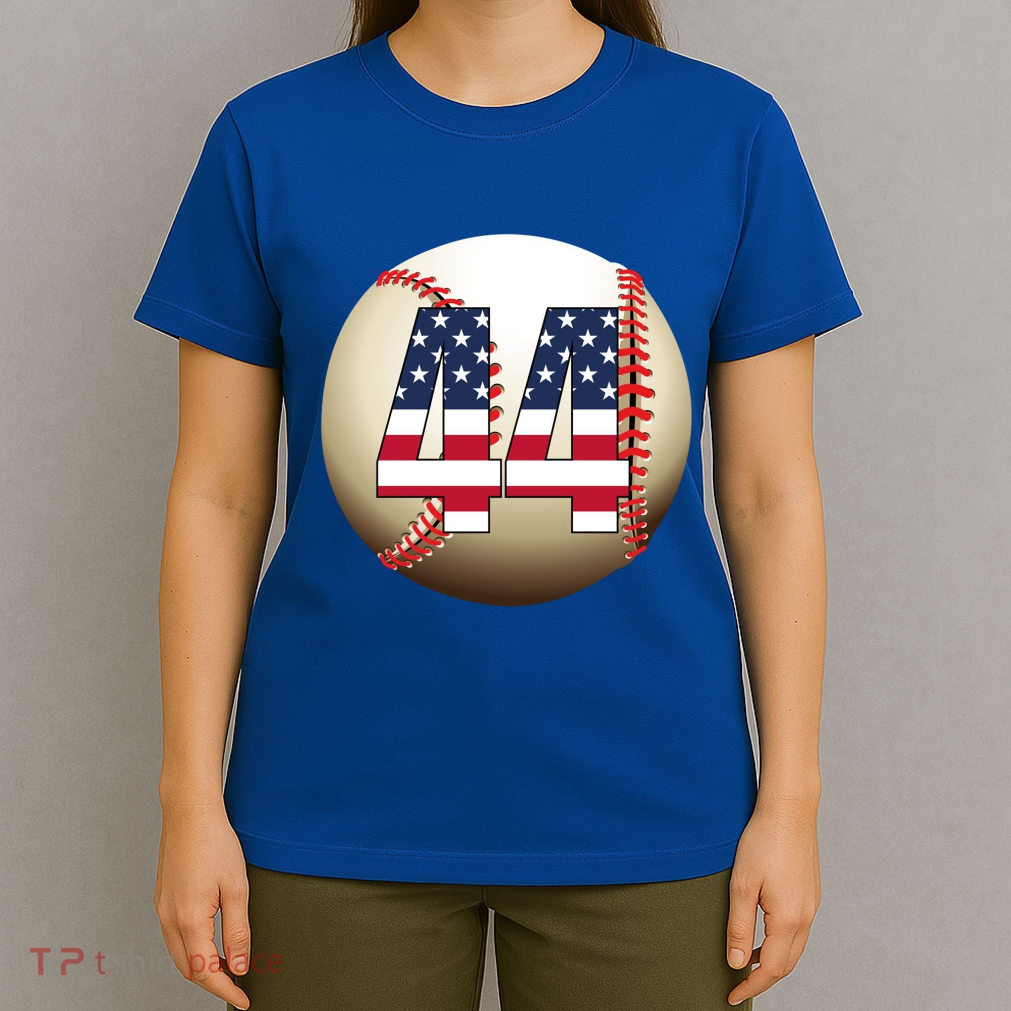 Number #44 Baseball Lover 44 Number With American Flag Usa Gift T-Shirt