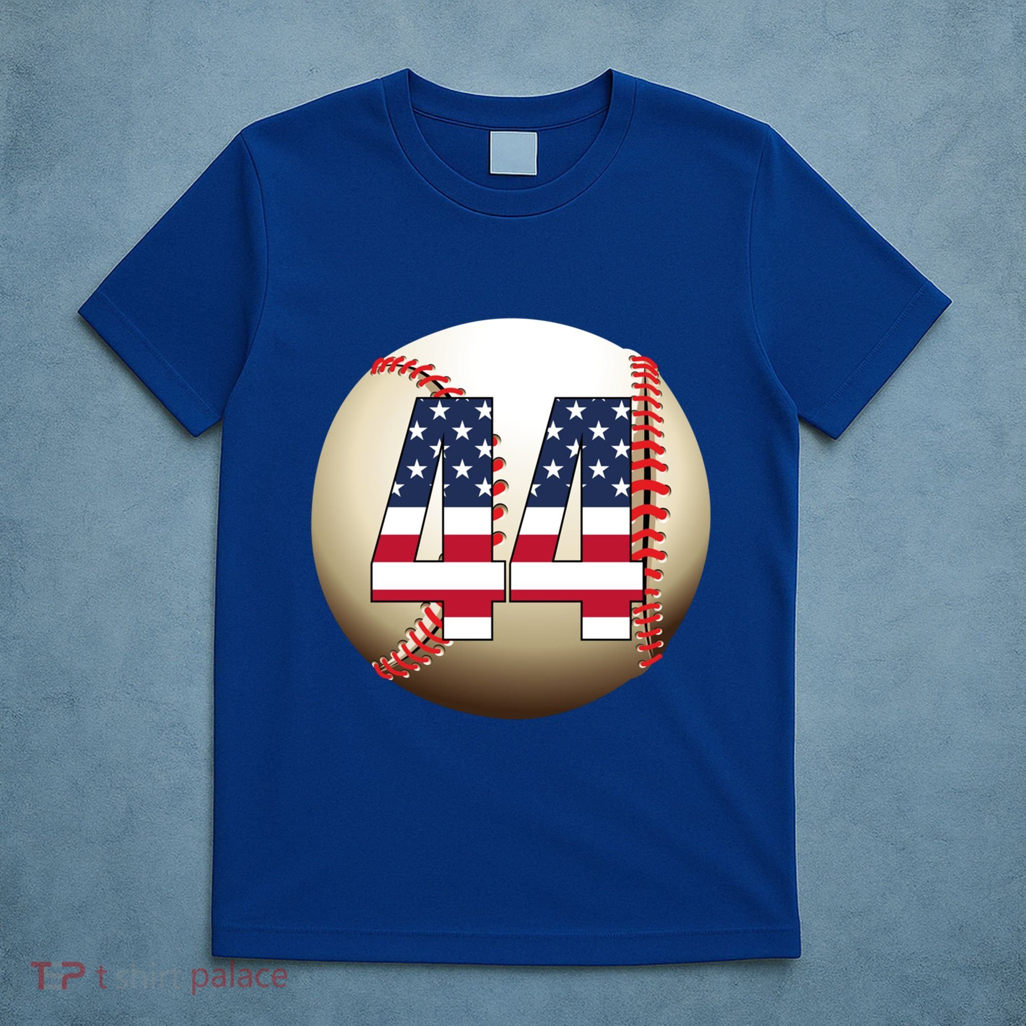 Number #44 Baseball Lover 44 Number With American Flag Usa Gift T-Shirt