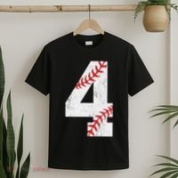 Number 4 Vintage 4th Birthday Baseball Lover 4 Years Old T-Shirt thumb 2