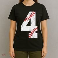 Number 4 Vintage 4th Birthday Baseball Lover 4 Years Old T-Shirt thumb 4