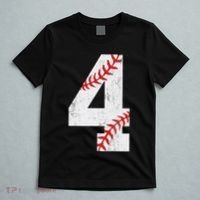 Number 4 Vintage 4th Birthday Baseball Lover 4 Years Old T-Shirt thumb 5