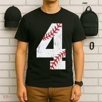 Number 4 Vintage 4th Birthday Baseball Lover 4 Years Old T-Shirt thumb 6