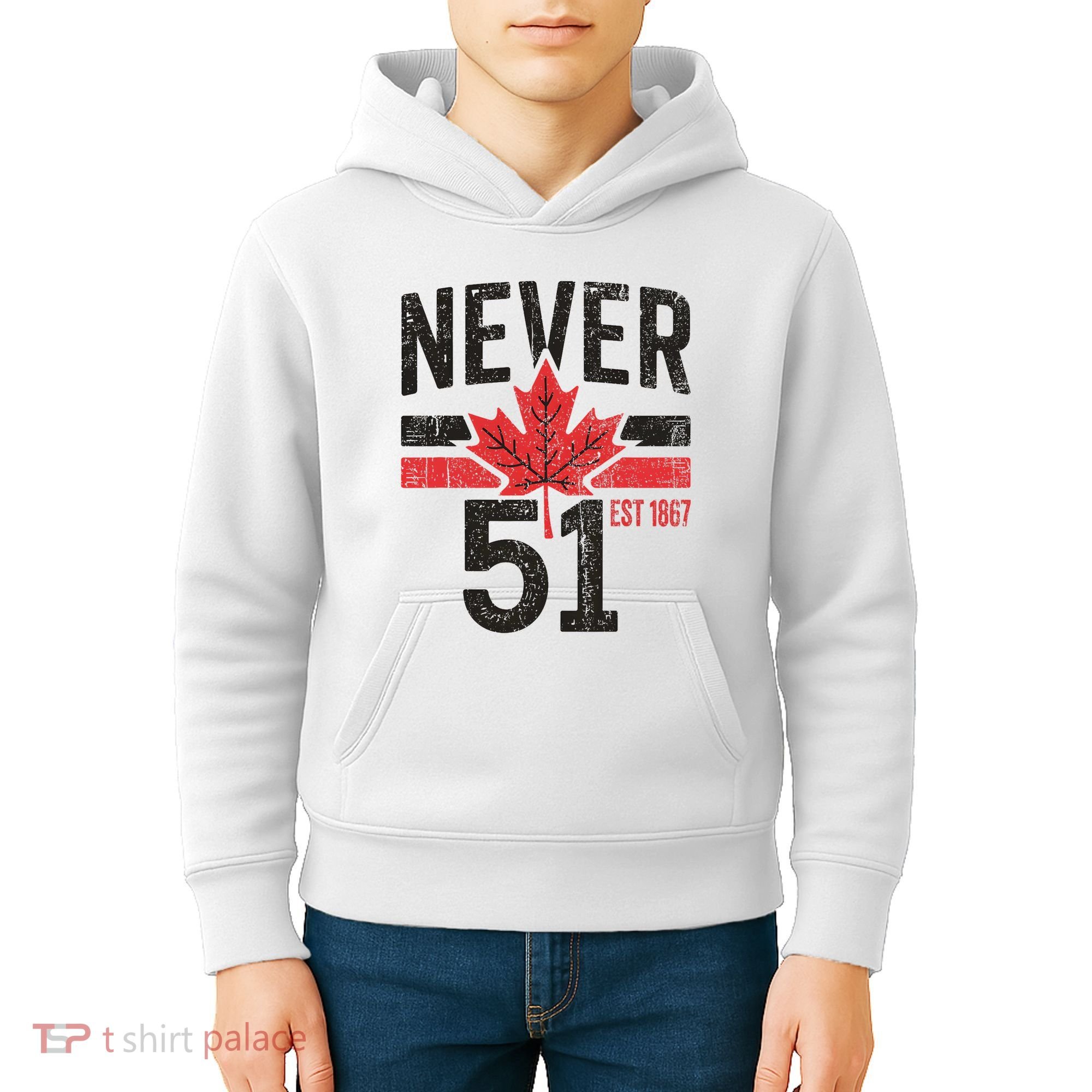 Never 51 Canada Is Not For Sale Est. 1867 Proud Canadian Kids Hoodie