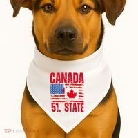 Never 51st State Canada Flag USA-Made Doggie Bandana thumb 1