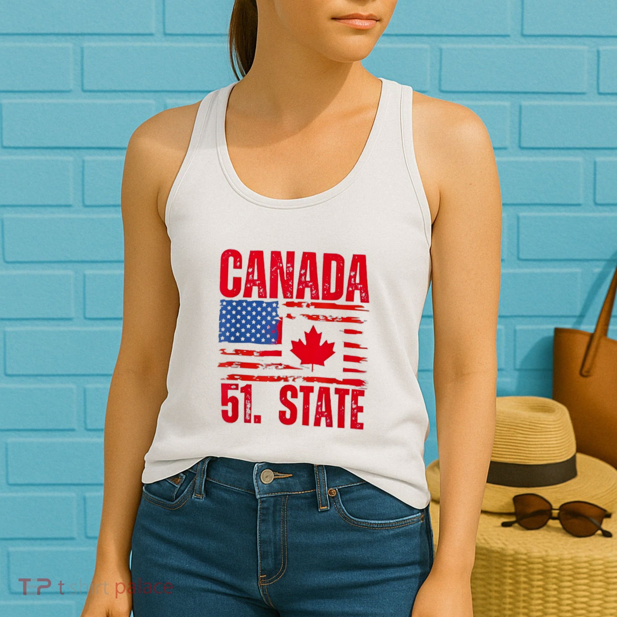 Never 51st State Canada Flag Women's Tank Top