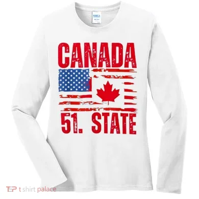 Never 51st State Canada Flag Women's Long Sleeve Shirt