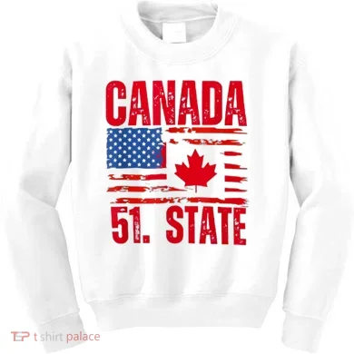 Never 51st State Canada Flag Kids Sweatshirt