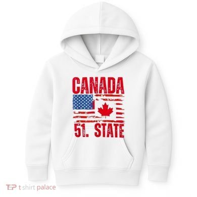 Never 51st State Canada Flag Kids Hoodie