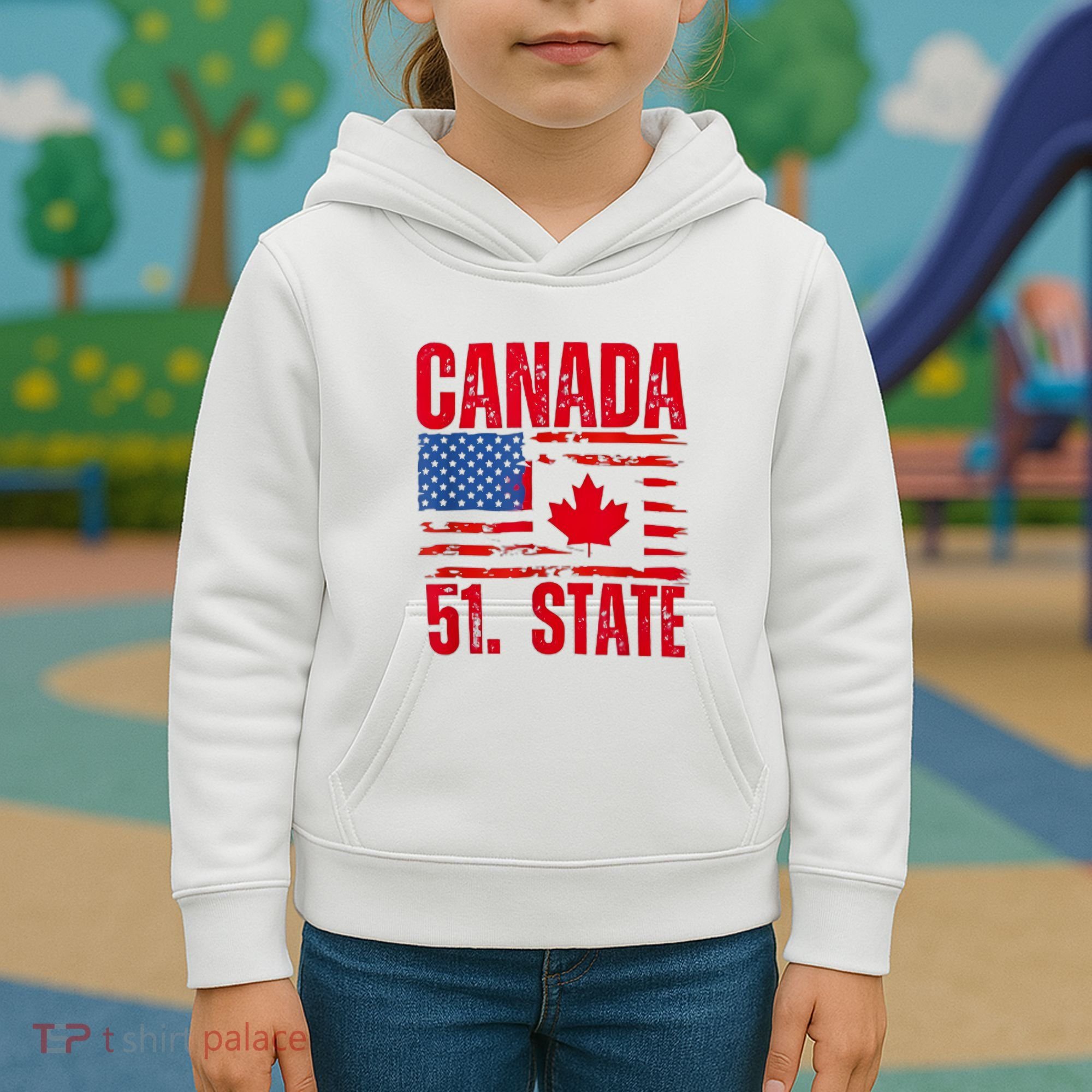Never 51st State Canada Flag Kids Hoodie