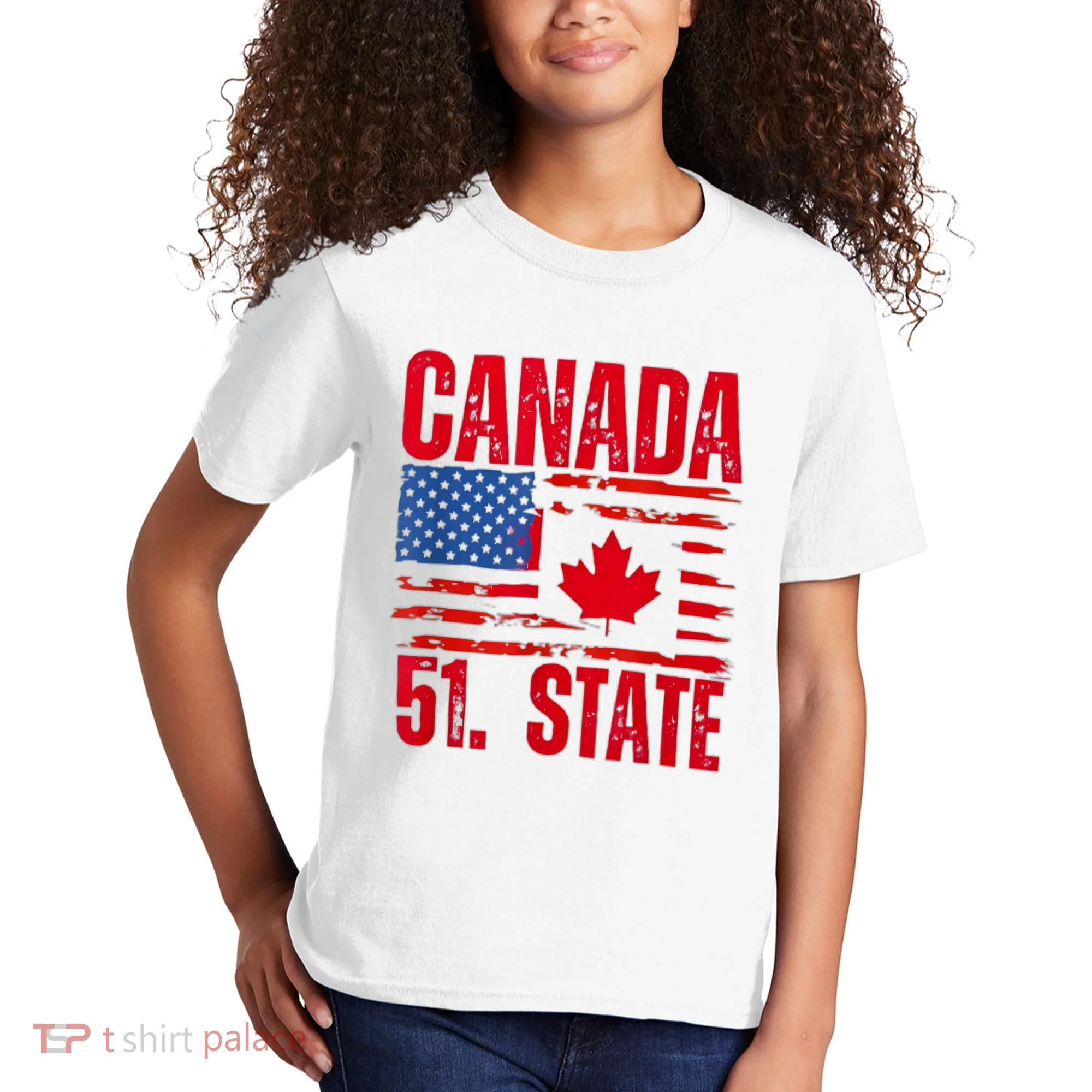 Never 51st State Canada Flag Kids T-Shirt