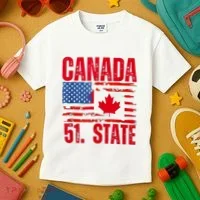 Never 51st State Canada Flag Kids T-Shirt thumb 3