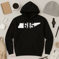 Nashville 615 Area Code Tennessee State Map Pride Music City Hoodie thumb 3