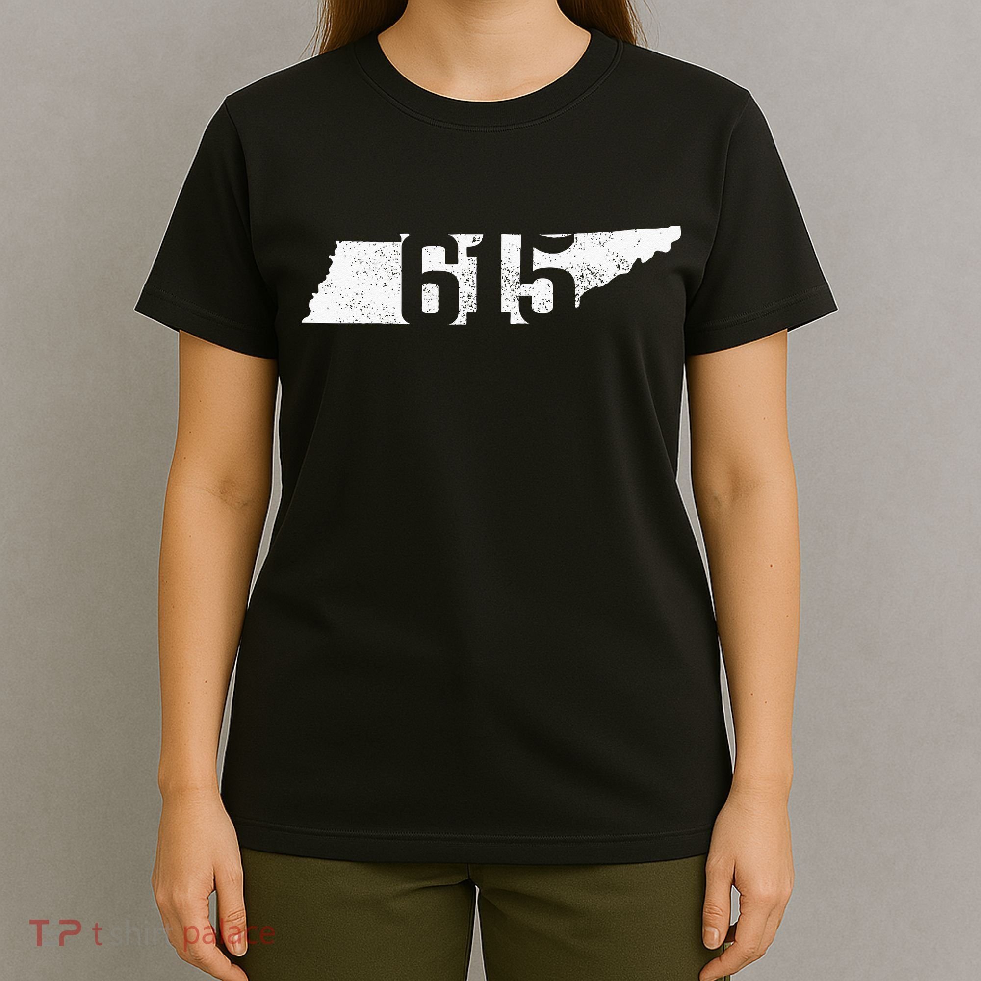 Nashville 615 Area Code Tennessee State Map Pride Music City T-Shirt