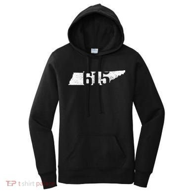 Nashville 615 Area Code Tennessee State Map Pride Music City Women's Hoodie