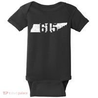 Nashville 615 Area Code Tennessee State Map Pride Music City Baby Bodysuit thumb 0