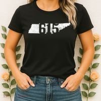 Nashville 615 Area Code Tennessee State Map Pride Music City Women's T-Shirt thumb 2