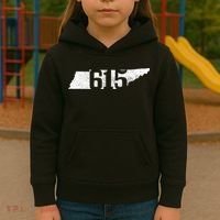 Nashville 615 Area Code Tennessee State Map Pride Music City Kids Hoodie thumb 3